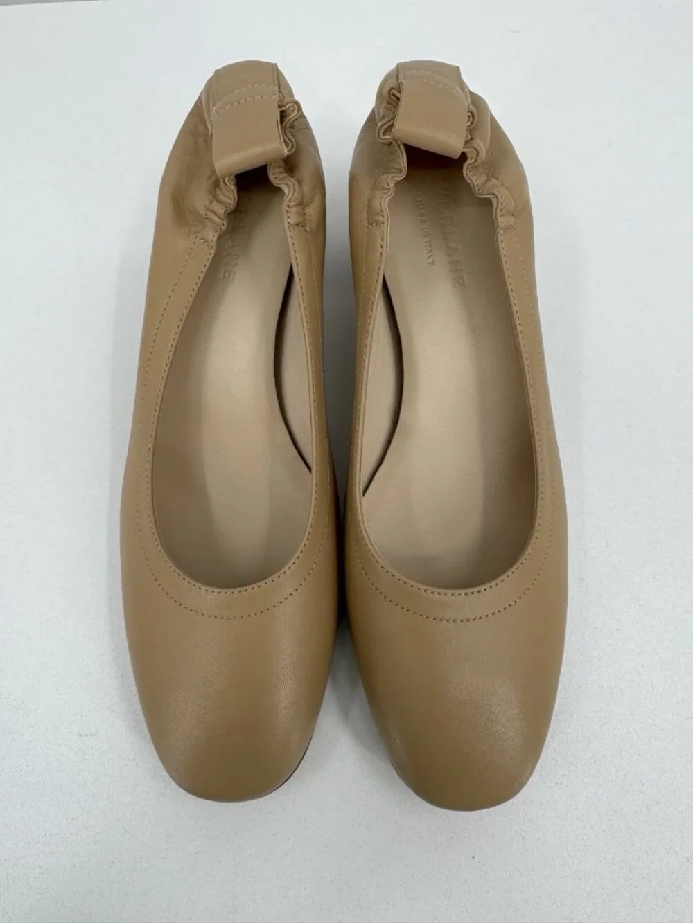 Everlane Italian Leather Day Heel Light Taupe 7 Women's Elastic Back Comfort
